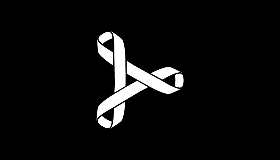 05. Tríada de lazos imbricados en flecha de avance (blanco sobre negro).