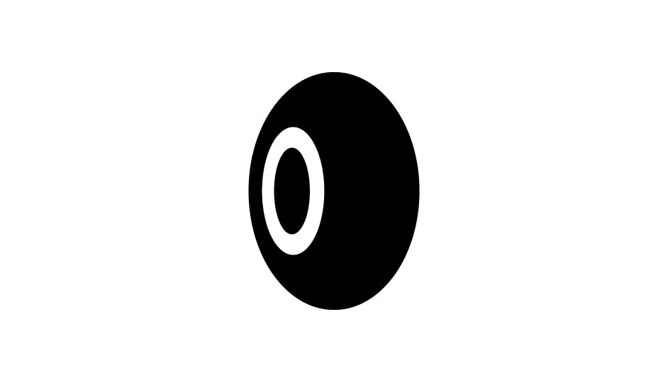 32. Evocación de la tecnología de exploración a través de anillos radiantes en 3D (negro sobre blanco).