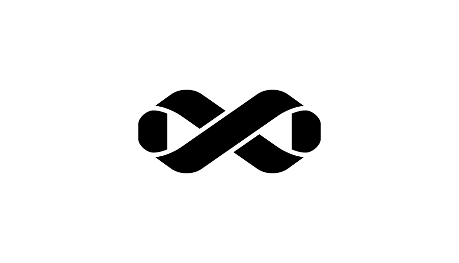 08. El lazo que forma la cinta de Möbius del signo Infinito y representa la síntesis del tratamiento (negro sobre blanco).