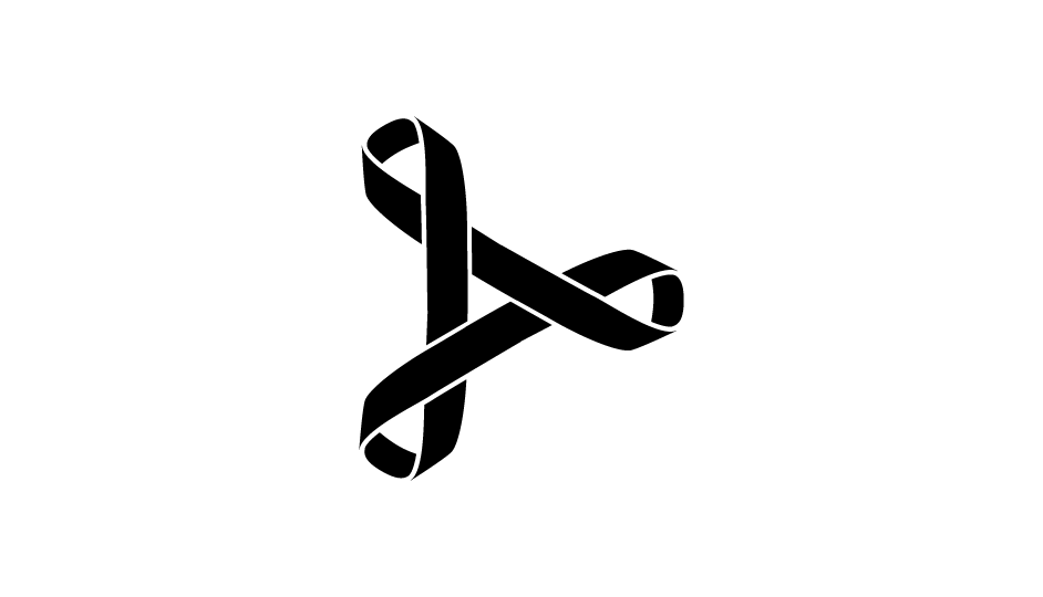 06. Tríada de lazos imbricados en flecha de avance (negro sobre blanco).