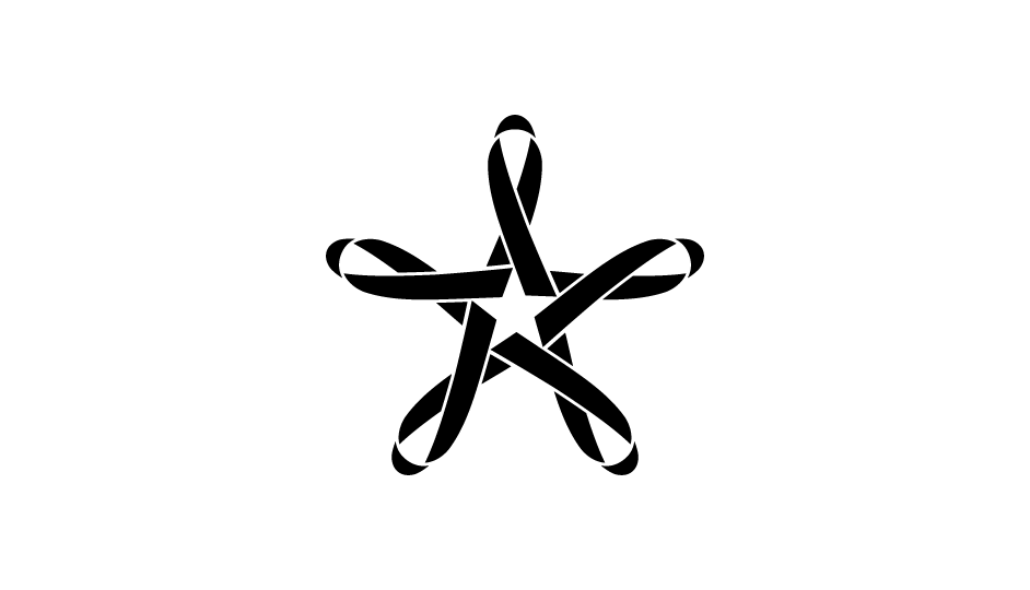 02. Composición con lazos imbricados en estrella de 5 puntas (negro sobre blanco).