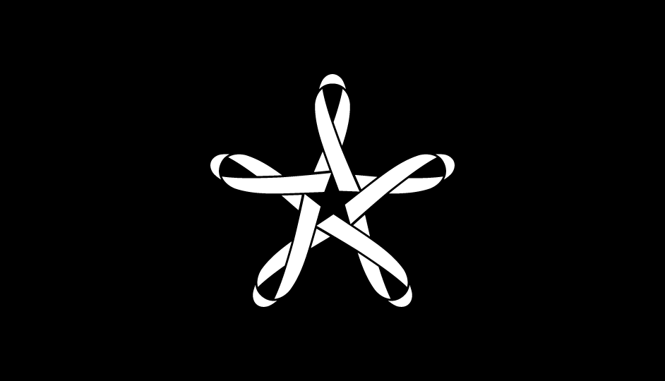 01. Composición con lazos imbricados en estrella de 5 puntas (blanco sobre negro).